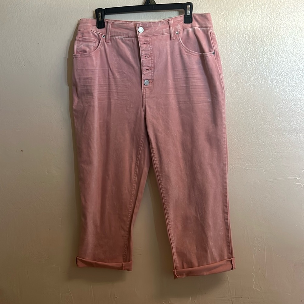 Time and true boyfriend, Jean, Capri coral color button down fly